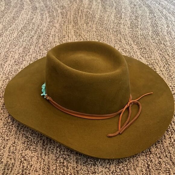 New Free People Montana Turquoise Wrap Felt Hat M - Picture 4 of 11